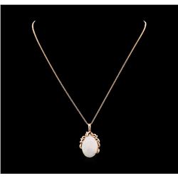 19.56 ctw Opal and Diamond Pendant With Chain - 14KT Rose Gold