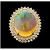 Image 2 : 23.36 ctw Opal and Diamond Ring - 14KT Yellow Gold