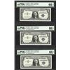 Image 1 : Lot of (3) Consecutive 1957A $1 Silver Certificate Notes PMG Gem Uncirculated 66