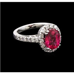 2.83 ctw Pink Tourmaline and Diamond Ring - 14KT White Gold