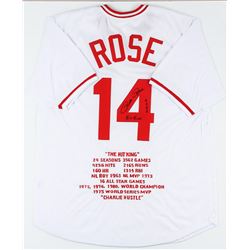 Cincinnati Reds Pete Rose Autographed Jersey With Stats