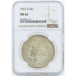 1921-S $1 Morgan Silver Dollar Coin NGC MS62