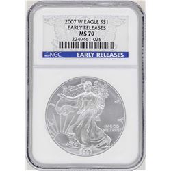 2007-W $1 American Silver Eagle Coin NGC MS70 Early Releases