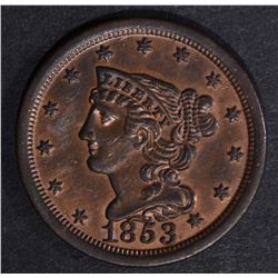 1853 HALF CENT, CH BU RB