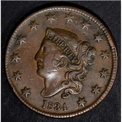 1834 LARGE CENT, XF
