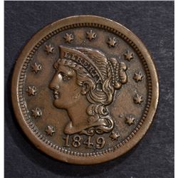 1849 LARGE CENT,  AU N-16 SCARCE