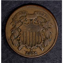 1871 2-CENT PIECE, VF