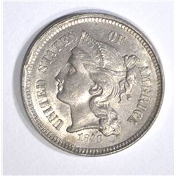 1868 3-CENT NICKEL, CH BU