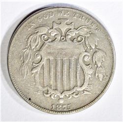 1875 SHIELD NICKEL, VF
