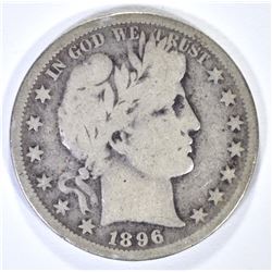 1896-S BARBER HALF DOLLAR, VG