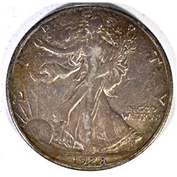 1928-S WALKING LIBERTY HALF DOLLAR, XF+