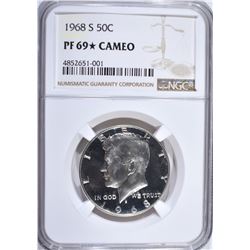 1968-S KENNEDY HALF NGC PF-69 CAMEO STAR