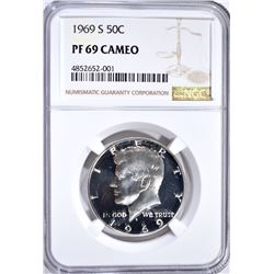 1969-S KENNEDY HALF NGC PF-69 CAMEO