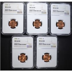 5 - 1975 LINCOLN CENT NGC MS66RD