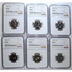 3 - 1962, 3 - 1963 JEFFERSON NICKELS NGC