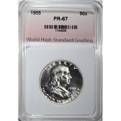 1955 FRANKLIN HALF DOLLAR, WHSG SUPERB GEM PROOF