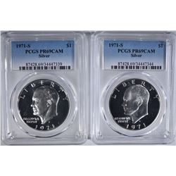 2 1971-S SILVER EISENHOWER DOLLAR PCGS PR-69DCAM