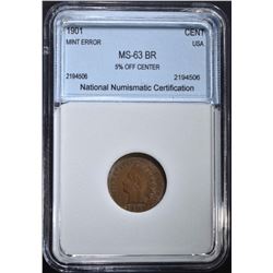 1901 INDIAN HEAD CENT NNC CH BU BR