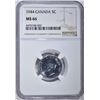 Image 1 : 1944 CANADA 5 CENTS NGC MS 66