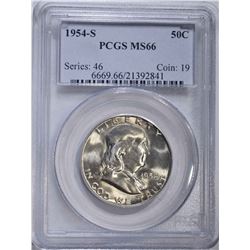 1954-S FRANKLIN HALF DOLLAR PCGS MS66