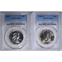 2 PCGS HALF DOLLARS: 1984-D KENNEDY MS66 &