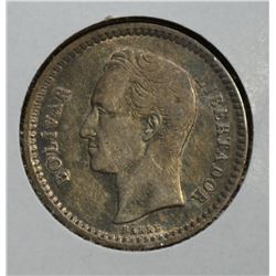 1921 SILVER 1/2 BOLIVAR VENEZUELA