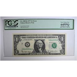 1977 $1.00 FEDERAL RESERVE NOTE PCGS 64PPQ
