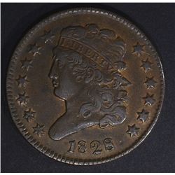 1828 13 STARS HALF CENT XF+