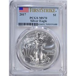 2017 AMERICAN SILVER EAGLE PCGS MS70