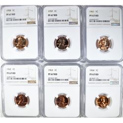 6 LINCOLN CENTS NGC PF-67 RD