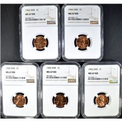5-1966 SMS LINCOLN CENTS NGC MS67RD