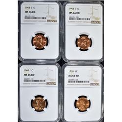 (2) 1968-S, (2) 1969 LINCOLN CENTS