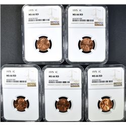 5 - 1975 LINCOLN CENT NGC MS66RD