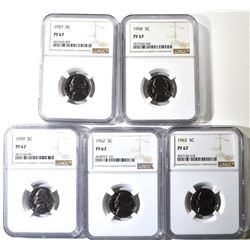 1957, 1958, 1959, 1962, 1963 NGC PF67