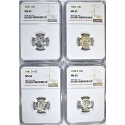 1939, 1940, 1941-D, 1944-D MERCURY