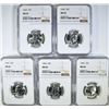 Image 1 : ( 5 ) 1964 WASHINGTON QTR NGC MS65