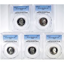 5 1976-S WASHINGTON QUARTERS PCGS PR-69DCAM