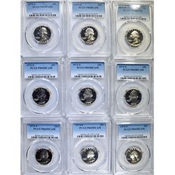 9 WASHINGTON QUARTERS PCGS PR-69DCAM