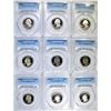 Image 1 : 9 WASHINGTON QUARTERS PCGS PR-69DCAM