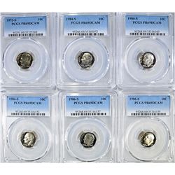 6 ROOSEVELT DIMES PCGS PR-69DCAM