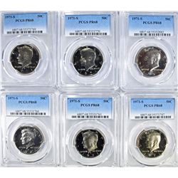 6 1971-S KENNEDY HALVES PCGS PR-68
