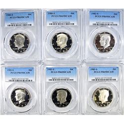 6 KENNEDY HALVES PCGS PR-69 DCAM
