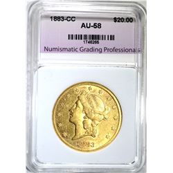 1883-CC $20.00 GOLD LIBERTY, NGP AU/BU