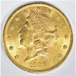 1900 $20 GOLD LIBERTY GEM BU NICE