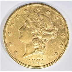1901-S $20 GOLD LIBERTY AU+