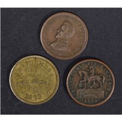 3 CIVIL WAR TOKENS; TROY N.Y. GROCERS