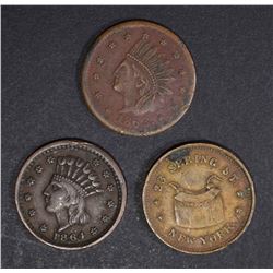 3 CIVIL WAR TOKENS; EAGLE SAFE N.Y.,