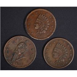 3 LG CIVIL WAR TOKENS; 1863 JOHN SCHUHS