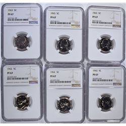 3 - 1962, 3 - 1963 JEFFERSON NICKELS NGC