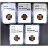 Image 1 : 5 LINCOLN CENTS NGC MS-66 RD